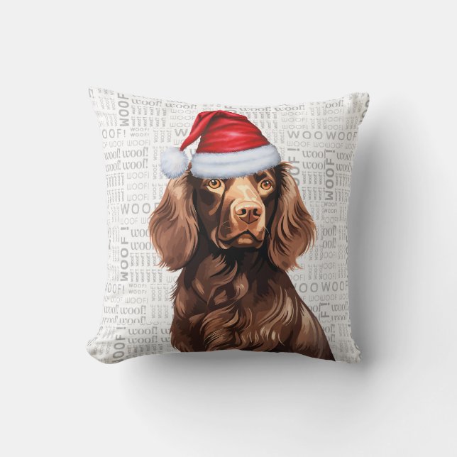 Boykin Spaniel Hondenliefhebber Kerstvakantie Kussen (Voorkant)