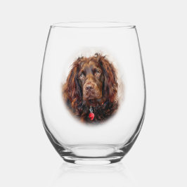 Boykin Spaniel Impressionistisch Schilderij Wijnglas Zonder Voet