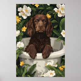 Boykin Spaniel in badkuip poster, grappige hond Poster