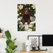 Boykin Spaniel In Bathtub Poster, Funny Dog Poster (Thuiskantoor)