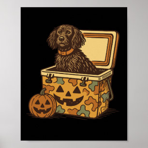 Boykin Spaniel in Camo Cooler Pumpkin Hunting Dog Poster