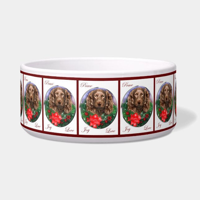 Boykin Spaniel Kersthond Bowl Voerbakje (Voorkant)