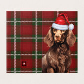 Boykin Spaniel Kersthond met Holiday Plaid Kaart (Buitenkant ongevouwen)