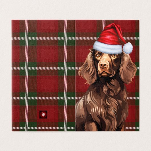 Boykin Spaniel Kersthond met Holiday Plaid Kaart (Buitenkant ongevouwen)