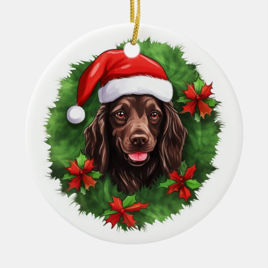 Boykin Spaniel Kerstkrans Keramisch Ornament (Voorkant)