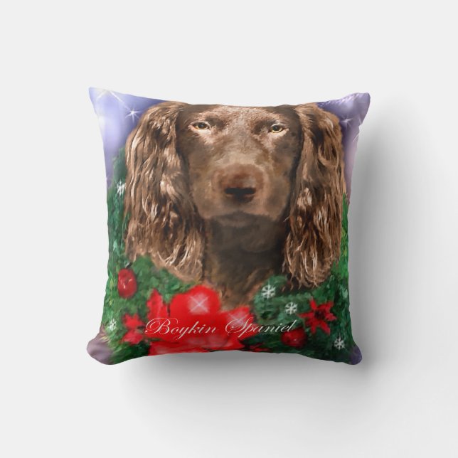 Boykin Spaniel Kerstmis Kussen (Voorkant)