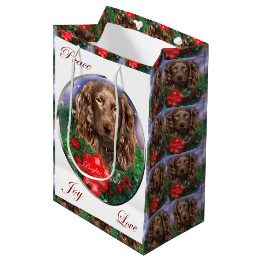 Boykin Spaniel Kerstmis Medium Cadeauzakje (Voorkant Gekanteld)