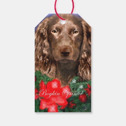 Boykin Spaniel met kerstcadeaus Cadeaulabel (Achterkant)