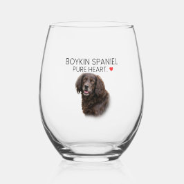 Boykin Spaniel Pure Heart Stemless Wine Glass Wijnglas Zonder Voet