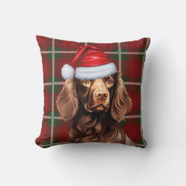 Boykin Spaniel Red Plaid Kerstvakantie Kussen