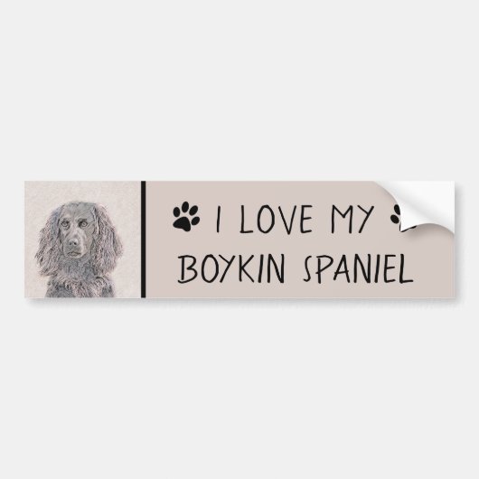 Boykin Spaniel Schilderen - Kute Original Dog Art Bumpersticker (Voorkant)