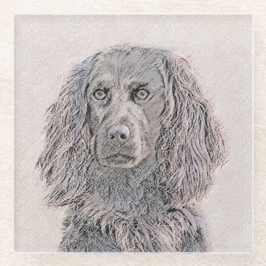 Boykin Spaniel Schilderen - Kute Original Dog Art Glazen Onderzetter (Voorkant)