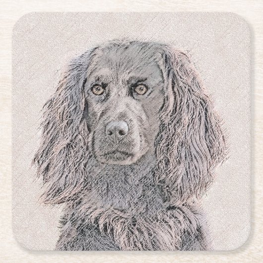 Boykin Spaniel Schilderen - Kute Original Dog Art Kartonnen Onderzetters (Voorkant)