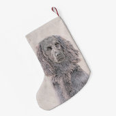 Boykin Spaniel Schilderen - Kute Original Dog Art Kleine Kerstsok (Achterkant (Hangend))