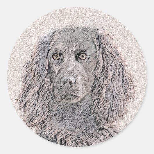 Boykin Spaniel Schilderen - Kute Original Dog Art Ronde Sticker (Voorkant)