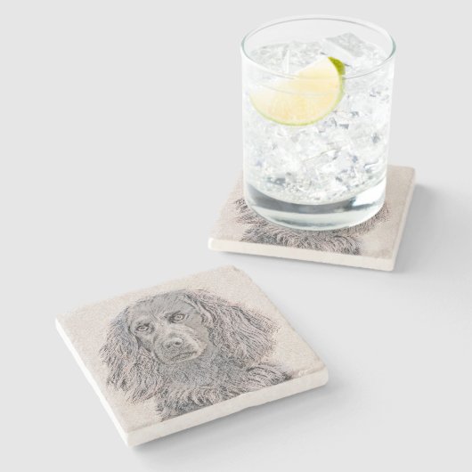 Boykin Spaniel Schilderen - Kute Original Dog Art Stenen Onderzetter (Zijkant)