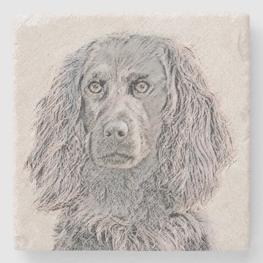Boykin Spaniel Schilderen - Kute Original Dog Art Stenen Onderzetter (Voorkant)