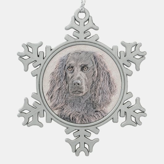 Boykin Spaniel Schilderen - Kute Original Dog Art Tin Sneeuwvlok Ornament (Voorkant)