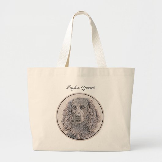 Boykin Spaniel Schilderen Little Brown LBD Dog Art Grote Tote Bag (Voorkant)