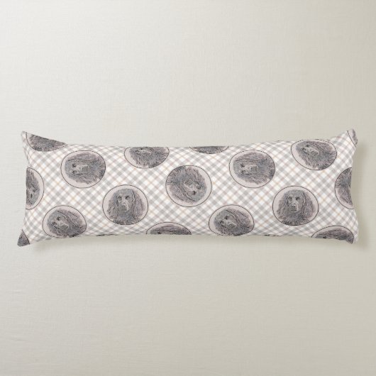 Boykin Spaniel Schilderen Little Brown LBD Dog Art Lichaamskussen (Voorkant)