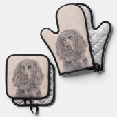 Boykin Spaniel Schilderen Little Brown LBD Dog Art Ovenwant & Pannenlap Set (Voorkant / Achterkant)