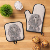 Boykin Spaniel Schilderen Little Brown LBD Dog Art Ovenwant & Pannenlap Set (Top down)