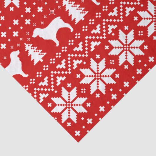 Boykin Spaniel Silhouettes kerstpatroonrood Tissuepapier (Detail)