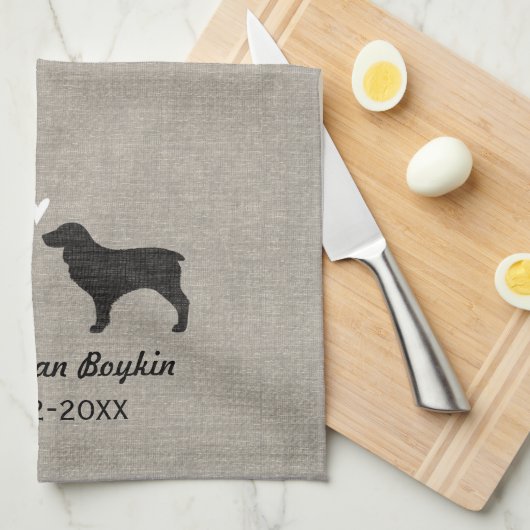 Boykin Spaniel Silhouettes met hart Theedoek (Quarter Fold)