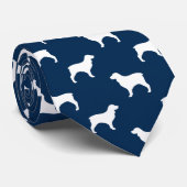 Boykin Spaniel Silhouettes Pattern Blue and White Stropdas (Opgerold)