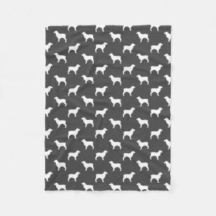 Boykin Spaniel Silhouettes Pattern Grey and White Fleece Deken