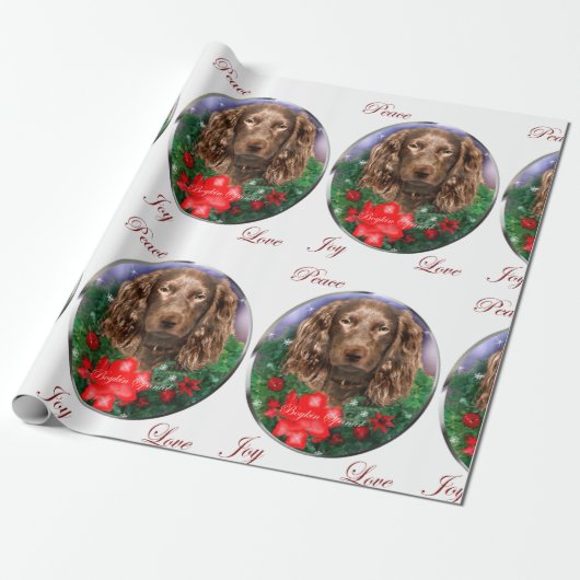 Boykin Spaniel Vrolijk Kerstfeest Cadeaupapier (Uitgerold)