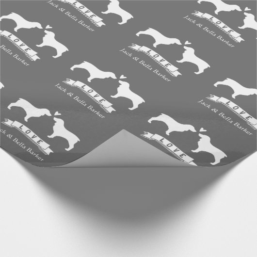 Boykin Spaniels Trouwpaar met aangepaste tekst Cadeaupapier (Hoek)
