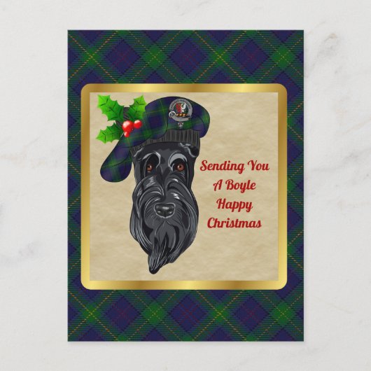 Boyle Clan Badge & Tartan Kerstmis Briefkaart (Voorkant)