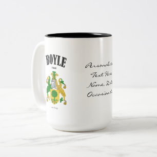 Boyle Family Crest, Vertaling & Betekenis Tweekleurige Koffiemok