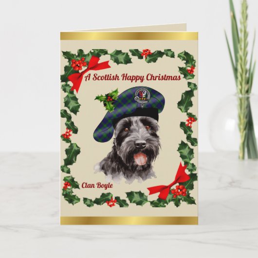 Boyle Scottie Dog Gepersonaliseerde Xmas Kaart (Voorkant)