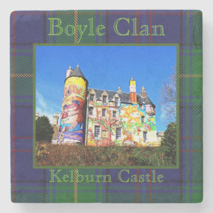 Boyle Scottish Clan's Kelburn Castle Foto Tartan Stenen Onderzetter