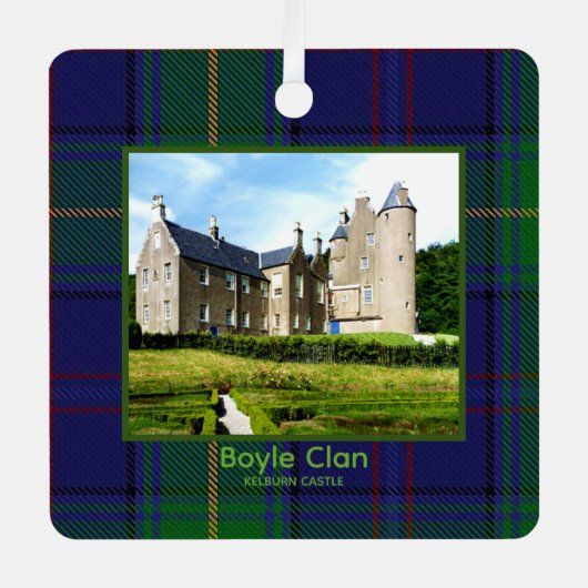Boyle Scottish Clan's Kelburn Castle Tartan Metalen Ornament (Voorkant)