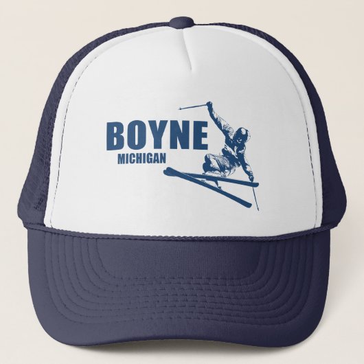 Boyne Mountain Resort Michigan Skier Trucker Pet (Voorkant)