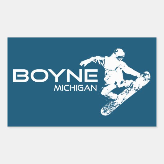Boyne Mountain Resort Michigan Snowboarder Rechthoekige Sticker (Voorkant)