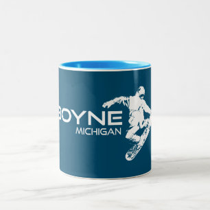 Boyne Mountain Resort Michigan Snowboarder Tweekleurige Koffiemok