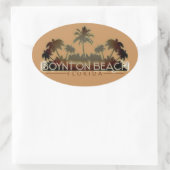 Boynton Beach Florida palmboom woorden ovale stick Ovale Sticker (Tas)