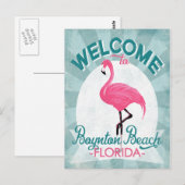 Boynton Beach Florida Pink Flamingo Retro Briefkaart (Voorkant / Achterkant)