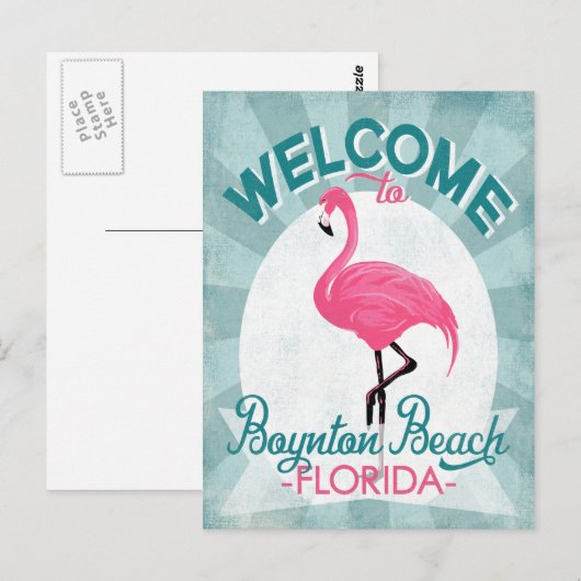 Boynton Beach Florida Pink Flamingo Retro Briefkaart (Voorkant / Achterkant)