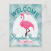 Boynton Beach Florida Pink Flamingo Retro Briefkaart (Voorkant)