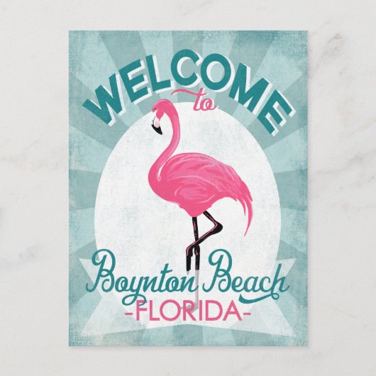 Boynton Beach Florida Pink Flamingo Retro Briefkaart (Voorkant)