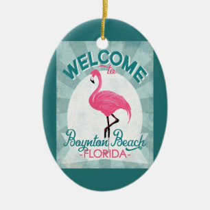 Boynton Beach Florida Pink Flamingo Retro Keramisch Ornament