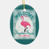 Boynton Beach Florida Pink Flamingo Retro Keramisch Ornament (Achterkant)