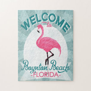 Boynton Beach Florida Pink Flamingo Retro Legpuzzel