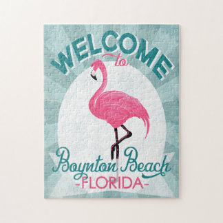 Boynton Beach Florida Pink Flamingo Retro Legpuzzel