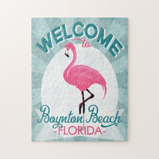 Boynton Beach Florida Pink Flamingo Retro Legpuzzel (Verticaal)